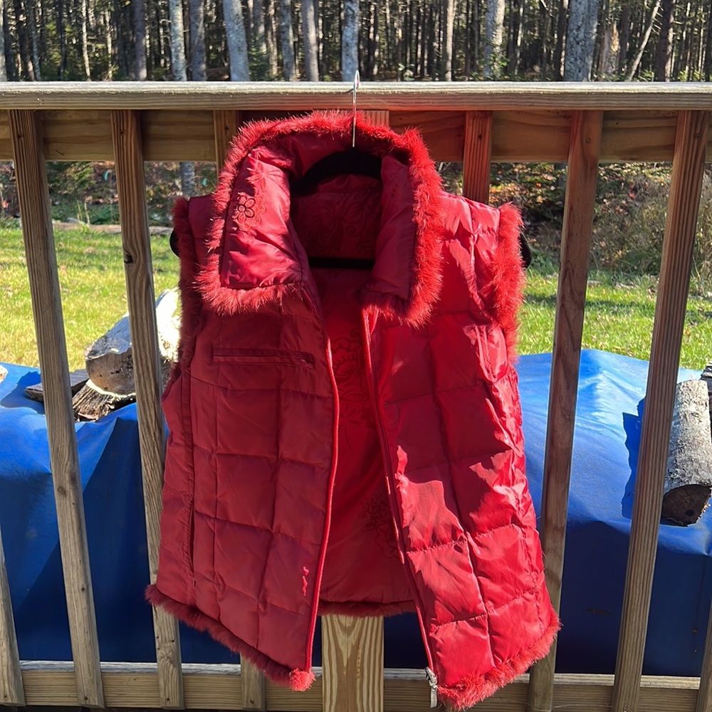 Red Down Reversible Vest - image 3